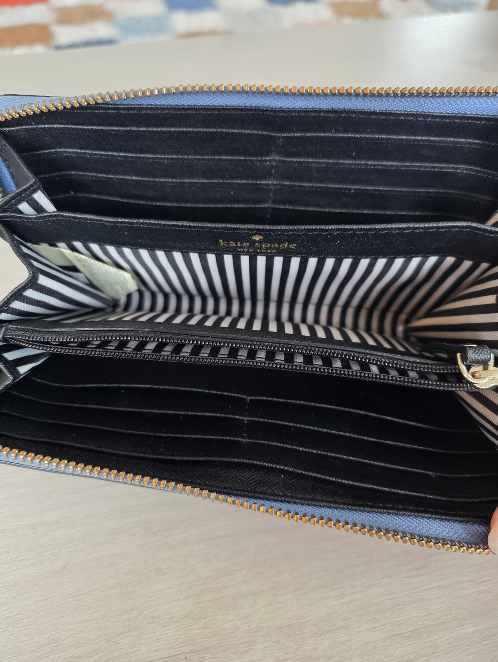 kate spade Two-Tone Blue and Black Zip Around Wallet - Picture 6 of 7
